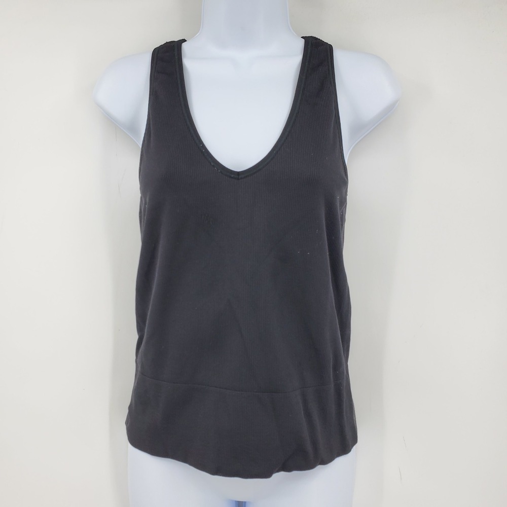 Athleta Aurora Tank Camisole Black Ribbed V-Neck Activewear Top Womens Medium